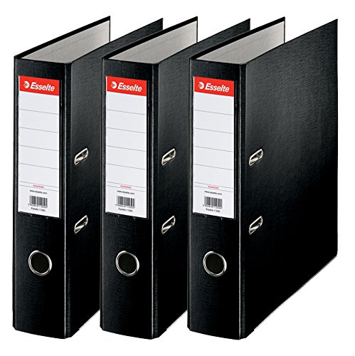 Esselte 624294 - Archivador con anillas  Capacidad 550 hojas  3 unidades   negro  75 mm