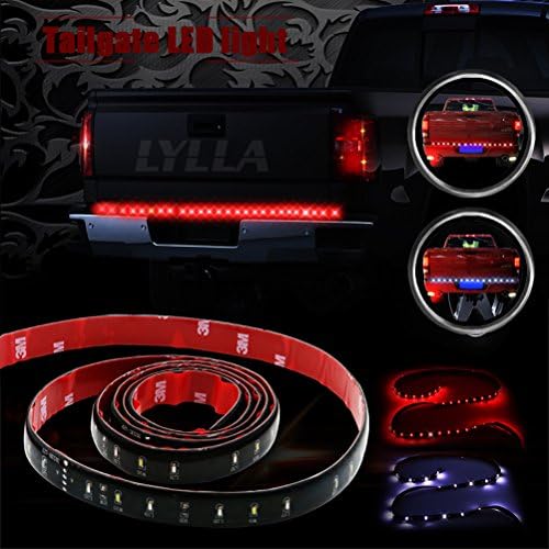 LYLLA Red/White Flexible 5-Function LED Strip Tailgate Bar Brake Signal Light for Pickup Truck SUV (60 inch)