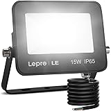 Lepro LED Strahler Außen, 15W LED Fluter, Superhell 1300LM Außenstrahler 5000K Kaltweiß IP65 Wasserfest Aussenstrahler, Ausse