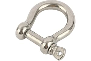FEEZILOE D Bow Ring Shackle Locks, 304 Stainless Steel D Ring, Screw Pin Anchor Shackle for Traction Steel Wire, Heavy Duty Construction, Rigging, Vehicle Recovery, Hauling, Tie Downs, Hanging (M14-1Pcs)