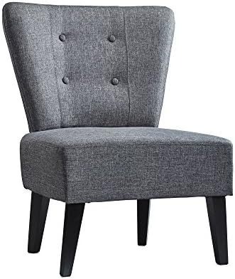 YourHome Plush Padded Accent Tub Chair Scooped Button Back Dining &amp; Living Room Armchair (Dark Grey)
