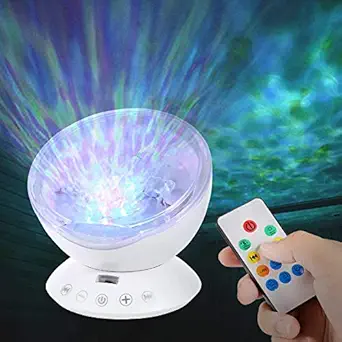 Sisliya Ocean Wave 12 LED and 7 Color Night Light Projector with Soothing Nature Noise and Relaxing Light Show - Color Changing Light Effects (Multicolour)