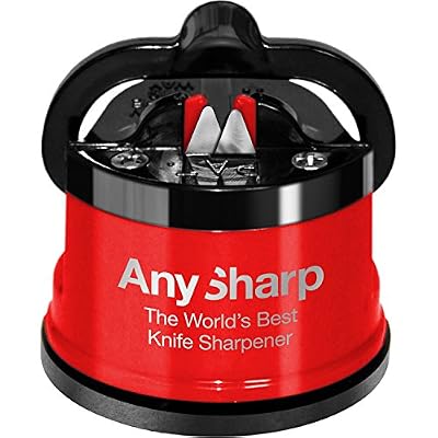 AnySharp Pro Aiguiseur de Couteaux Métal avec Ventouse Rouge 6 x 6 x 6,4 cm