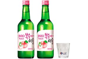 LET'S GO MARKET Jinro Chamisul Soju - Peach Flavour 350ml 13% Alc./Vol (Twin Pack + Soju Glass)