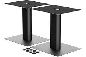 suptek Desktop Speaker Stands Mount Set 256mm for Bookshelf Speakers Bracket, 21.5 x 24cm Metal Tray, Compatible with 5” to 7” Speakers, White SDM003LB