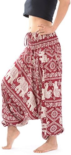 Large Size Ladies Harem Trousers | Many Designs | Plus Size Harem Pants | Hippie Festival Lounge &amp; Yoga Trousers For Women | Size 14 16 18 20 (Elephant Red)