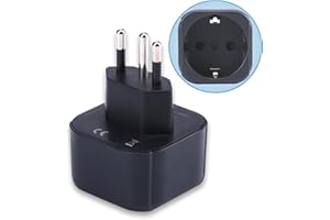 DENTJET Adattatore per Spina da Europa a Brasile, Spina Schuko Europea/Tedesca/Francese/Italiana Spina Tipo C/E/F Adatta al Convertitore da Viaggio con Presa Brasiliana (1 pezzo)