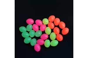 Tigofly 200 cuentas de pesca ovaladas luminosas de plástico de 4 colores que brillan en la oscuridad, cuentas a granel, accesorios para atar moscas, 0.15 x 0.2 pulgadas