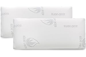 MERCURY TEXTIL- Almohada viscoelástica con núcleo 100% Viscoelástico, Tejido de Aloe Vera, Anti ácaros, Anti bacterias, Termorregulable y Ergonómica. Libera la presión Cervical (2 Unidades 70 cm)