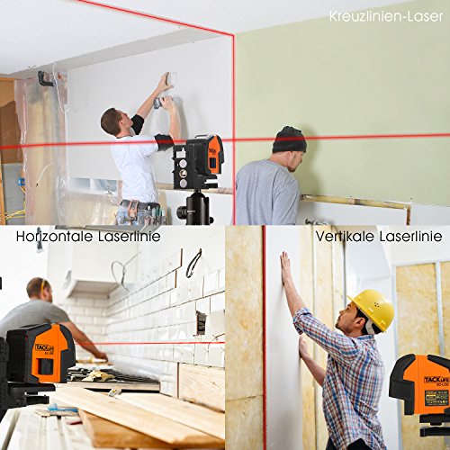 Tacklife SC L02 Klassischer Kreuzlinien-Laser mit Messbereich 20M und Neigungsfunktion, 130 Grad selbstnivellierenden Kreuzlinien und Vertikale Linie, Linienlaser IP 54 Staub- und Spritzwasserschutz( inkl. Schutztasche, Magnetische schwenkbare Haltung) - 5
