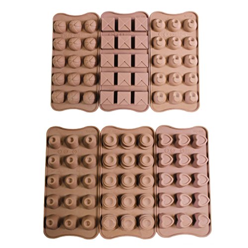 6er Set Flexible Pralinen Bonbon Eiswürfelschale aus Silikon zum Backen oder Einfrieren – Schale mit 90 Modellierförmchen von Kurtzy TM - 2