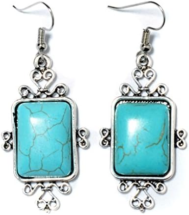 GX shop Big Square Turquoise Dangle Earring