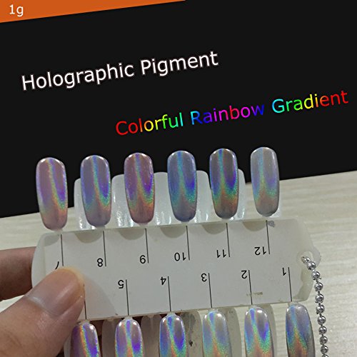 Sindy Nail Puder Magic Spiegel Holoeffekt metallic Puder Nail Art Additiv Pigment Holografische mit-Schwamm Pen 1g - 4