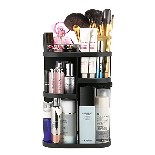 jerrybox Make-up-Organizer 360 Grad drehbar verstellbar Multifunktions-Kosmetik Aufbewahrungsbox, groß, schwarz, Quadrat