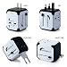 Produktbild Moobom Universal Weltweit Mini Travel Adapter Plug Power (US UK EU AU) Multinational Ladestecker mit Max 2.4A Dual USB Ports und Sicherung AC-in Ladegerät (Weiß)