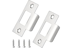 QZKJQDD 2PCS Stainless Steel Door Strike Plate, Door Strike Plate, Stainless Steel Door Latch, Door Latch Plate, for Door Frame Door Jamb Standard Strike Plates with Repair Screws (70X 40.3mm,Silver)