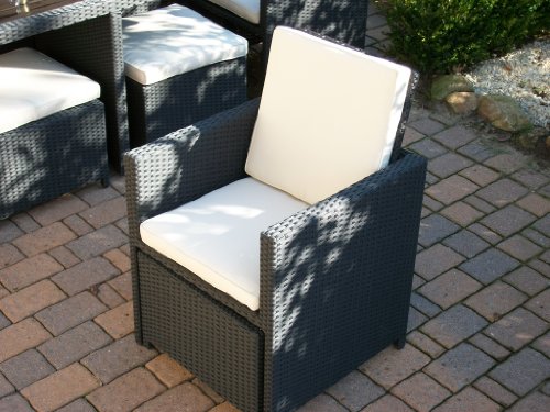 Polyrattan Rattan Garten Sitzgruppe New Toscana schwarz für 2 bis 4 Personen - 4