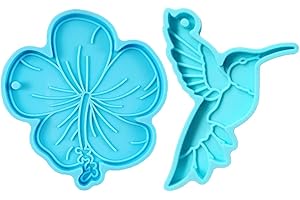 HANBOLI Tagliabiscotti, 2 PZ Colibrì Stampo in Resina Stampi Uccelli in Silicone Portachiavi per Gioielli in Resina Artigianato Fai da Te Forniture Portachiavi Fatti A Mano Rosa