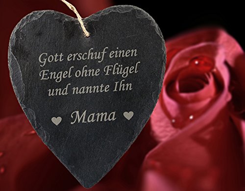 geschenke-fabrik Schiefer Herz mit Spruch/Gravur für Mama – Geschenk/Schieferherz für Mutter - 2