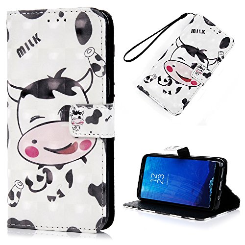 Badalink Case für Samsung Galaxy S8+ (S8 Plus) PU Leder (TPU innere Schicht) Tasche Flipcase Gemalt Schutzhülle mit Kreditkarteninhaber Kippständer Magnet-Schloss Handyhülle Färse