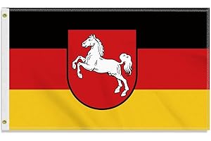PETITE PINE Große 90×150 CM Niedersachsen Flagge,großes 150D Deutsche Bundesland Freundschafts banner, Deutschlandfahne Doube-Seitendruck Dekor Messingösen large Lower Saxony