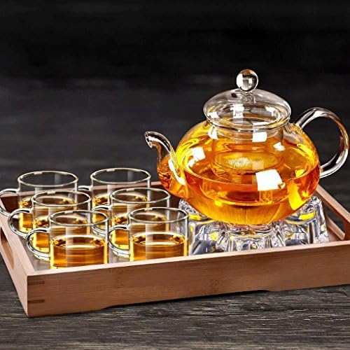ZHAOJING Thickening Glass Kung Fu Tea Set Home Filter Heat-resistant Glass Tea Flower Teapot Package 800ml (teapot + 6 Cups + Large Tray + Teapot Base) ( Shape : B )