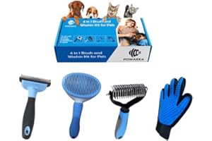 POWAKKA Kit de Cepillo Perros y Gatos Peine para Mascotas Quitar y Limpiar el Pelo Muerto Carda con Púas Flexible de Acero Inoxidable para Desenredar y Peinar a Mascotas
