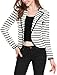 Allegra K Women Notched Lapel Striped Blazer Jacket XS (UK 4)