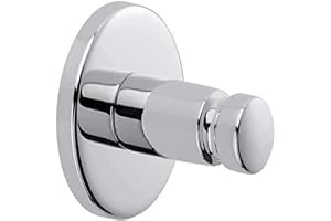tesa SMOOZ självhäftande krok - 37 mm x 37 mm x 37 mm | Rund badrumskrok för väggmontering utan borrning - av förkromad metall - inkl. självhäftande fäste