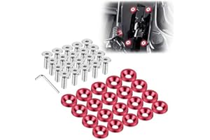 TOMALL 20 Stück Billet Aluminium Kotflügel Stoßstange Unterlegscheibenbolzen Motor Bay Dress Up Fastener Kit Lisence Plate Decor Bolts M6 Bolt Schraube Zubehör (Rot)