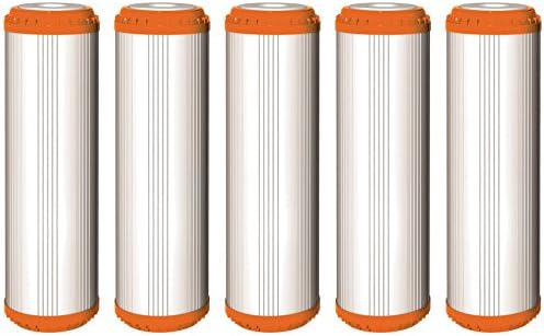 5 x AQUAFILTER 10" Standard Water Filter filled with 100% NSF approved Coconut Shell Granular Activated Carbon (GAC) for Reverse Osmosis, Whole House, Commercial, Industrial Purification Systems