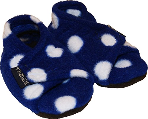 TOZIES Baby Toddler Soft Indoor Play Shoes / Slippers NON SLIP Designed to Stay on (12-18 months) BLUE DOTTY
