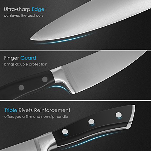 SKY LIGHT Kochmesser Profi 20 CM Küchenmesser Allzweckmesser Chefmesser Schärfsten Klinge Hochkohle Rostfreier Stahl Rutschfest Griff Köche Messer zum Schneiden Hacken - 2