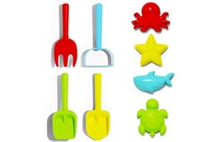 maysida Beach Toys Set for Kids, 8 PCS Play Sand Toys for Toddlers with Colorful Spade Set & Funny Animal Shaped Sand Tools for Girls & Boys Summer Beach Games