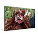 Produktbild Premium Textil-Leinwand 75 cm x 50 cm quer, Aug in Aug | Wandbild, Bild auf Keilrahmen, Fertigbild auf echter Leinwand, Leinwanddruck: freilaufendes Huhn (CALVENDO Tiere)