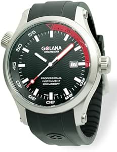 Golana Aqua Pro Black Swiss Made Divers Men's Watch AQ100-7