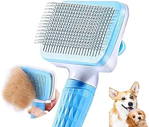 GREEVA Pet Comb,Pet Grooming Slicker Brush Shedding Hair Remove Brush Wood Handle Dog Cat Cleaning Supply Shot Hair/Long Hair