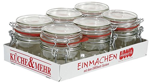 UWO Einmachgläser mit Gummiring & Bügelverschluss – 6 x 400 ML - 2