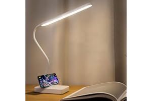 MAYTHANK Lampada da scrivania a LED ricaricabile senza fili, lampada da lettura a batteria, 2000 mAh, piccola lampada da tavolo portatile, ricaricabile, a batteria, dimmerabile, touch a 3 colori,
