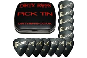 Gibson Lot de 12 médiators pour guitare Gibson Standard dans une boîte métallique - 3 de chaque taille