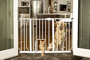 Carlson Pet Products 0934PW/0932PW Extra Wide Walk-Thru Pet Gate With Pet Door White, 29-34Wx30H In