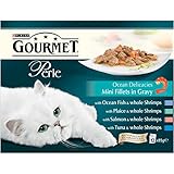 Purina Gourmet Perle Wet Cat Food Mini Fillets in Gravy, 12 x 85 g - Ocean Delicacies (Pack of 4)