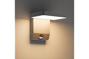 K-Bright LED applique esterno con Sensore di Movimento, Lampada da Parete Esterno 20W 1540lm Bianco caldo 3000K IP65 Grigio scuro(rettangolo)