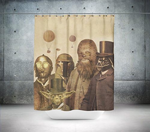 Victorian Star Wars Custom Designed &amp; Printed Shower Curtain, Bath Curtain, 100% polyester, waterproof, shower curtain anti mould and machine washable, shower curtain designer, shower curtain extra long, shower curtain extra wide