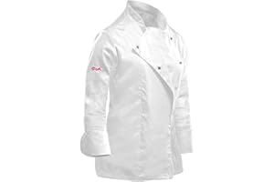 strongAnt Chaqueta de Cocinero para Mujer, elástica, Uniforme de Chef Profesional, con Tira de Botones a presión, Manga Larga