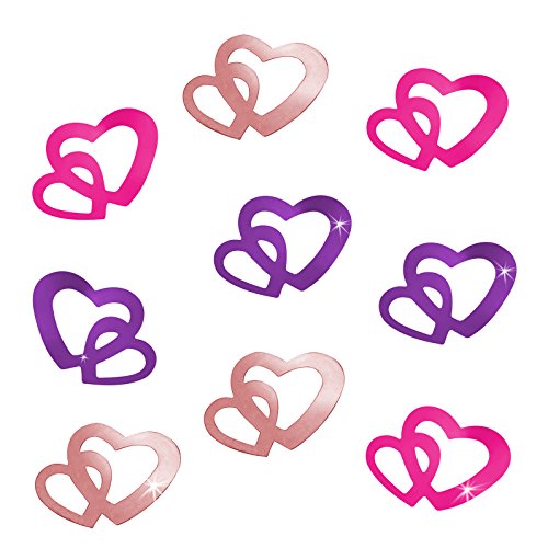 Oblique-Unique®100 Stk Deko Doppel Herzen im Farbmix Pink, Lila und Rosa Streuteile Scrapbooking Tischdeko Streudeko Hochzeit