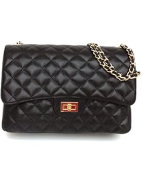 Superflybags Damen handtasche Echtes Leder Gesteppte Nappa model Parigi XL Made in Italy