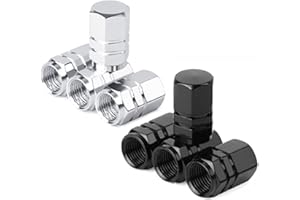 THETAG Bouchons de Valve de Pneu 8PCS Bouchons de Valve de Roue en Alliage d'Aluminium Argent Noir Bouchons Anti-poussière Couverture de la Valve pour Moto Voiture Vélo