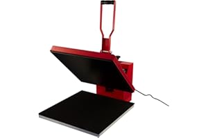 Presse à Chaud PixMax 50x50 cm Rouge Impression par Transfert - Sublimation - Ecran Tactile LED - 0 à 250°C - Création, Personnalisation T-Shirt, Pull, Sac. [2 ans de Garantie]