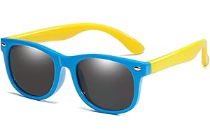 YAMEIZE Occhiali da Sole Polarizzati Quadrati - Cute per Bambini - per Boys Girls 3-10 anni Rubber Flessibile Small Occhiali per Bambini Occhiali Colorati per Bambini All'aperto